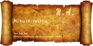 Miksik Anita névjegykártya